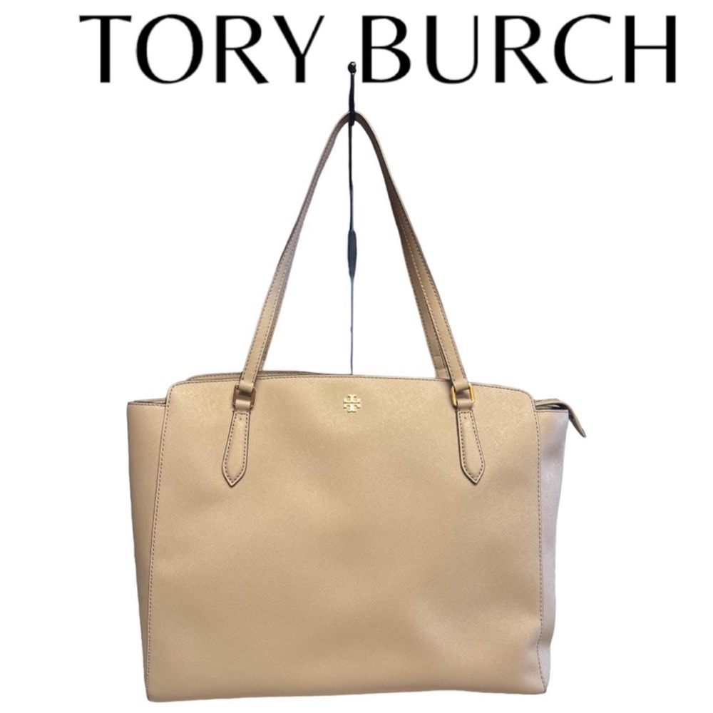 TORY BURCH Large Top Zip Tote Saffiano Leather in French Gray. NWT